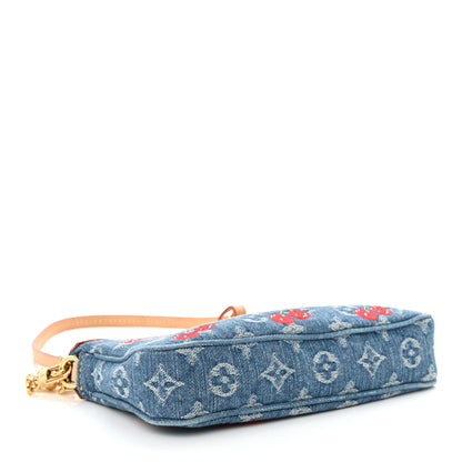 Louis Vuitton LV X TM Monogram Denim Cerises Pochette Accessories Blue 4 of 9