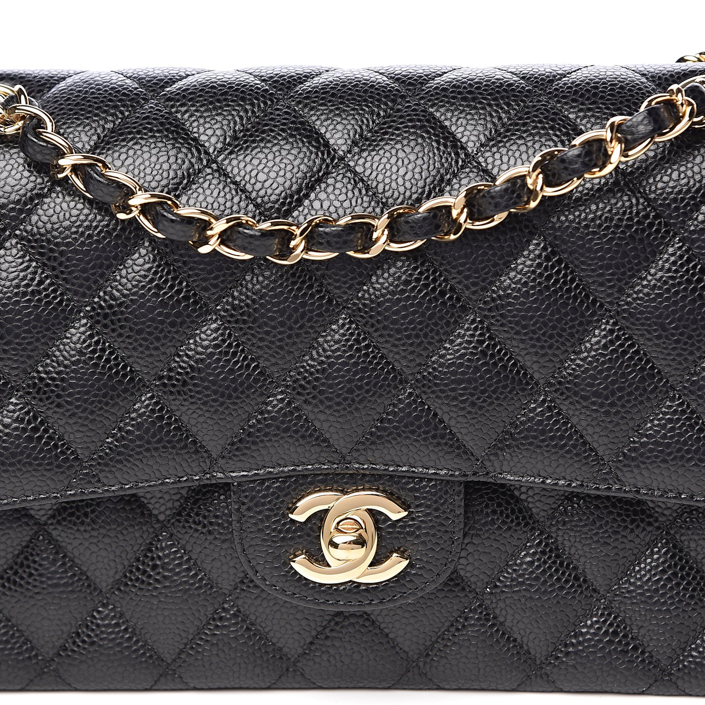 Caviar Quilted Medium Double Flap Black