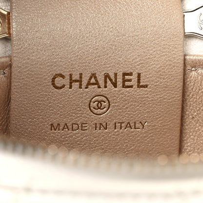 Chanel Lambskin Quilted Ruched Handle Vanity Case White 5 of 10