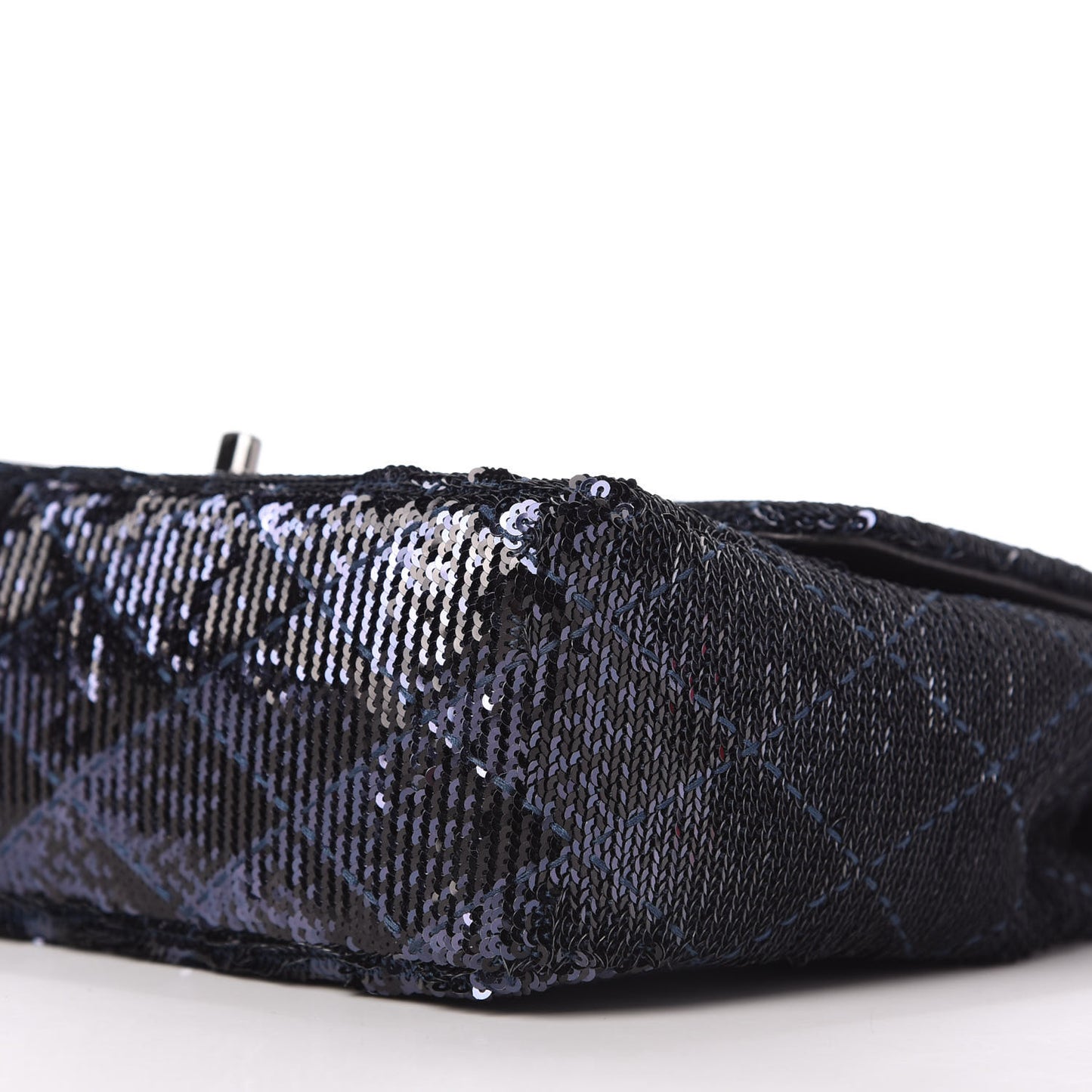 Sequin Quilted Medium Single Flap Blue