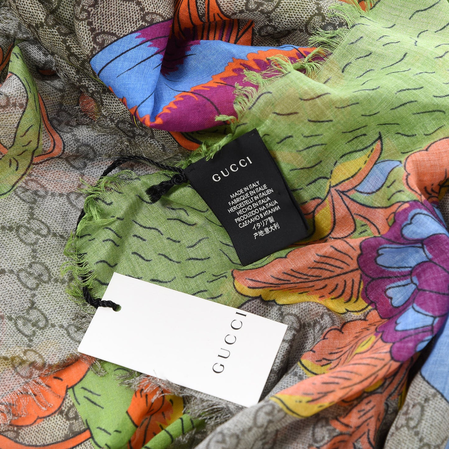 Modal Silk Monogram Jubilee Shawl Scarf Grass Green Light Purple