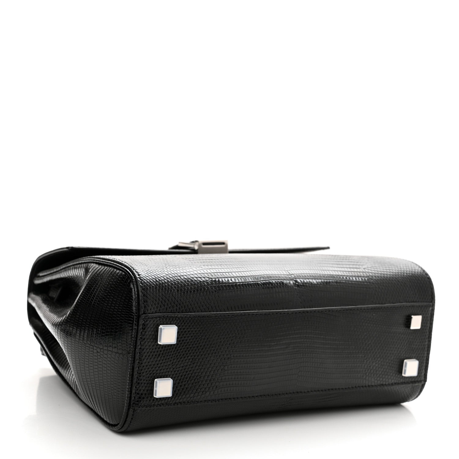 Saint Laurent Lizard Le Fermoir Top Handle Bag Small Black 4 of 10