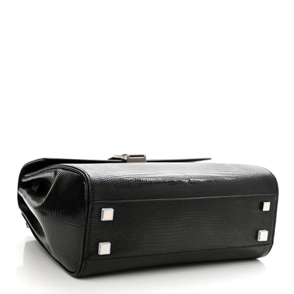 Saint Laurent Lizard Le Fermoir Top Handle Bag Small Black 4 of 10