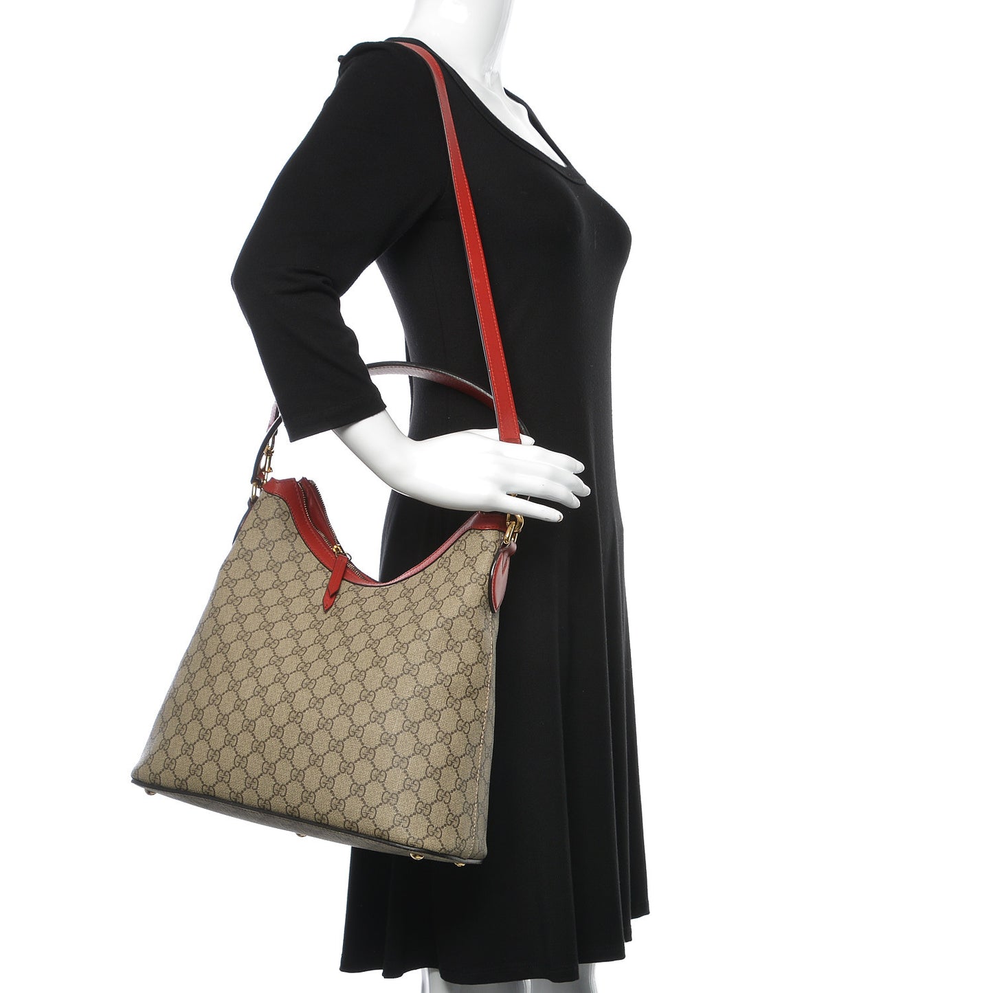 GG Supreme Monogram Linea A Hobo Red