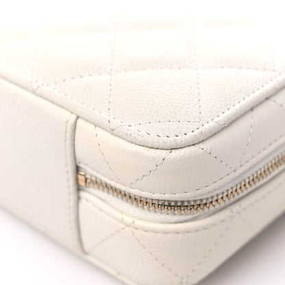Chanel Caviar Quilted Top Handle Vanity Case White 10 of 13