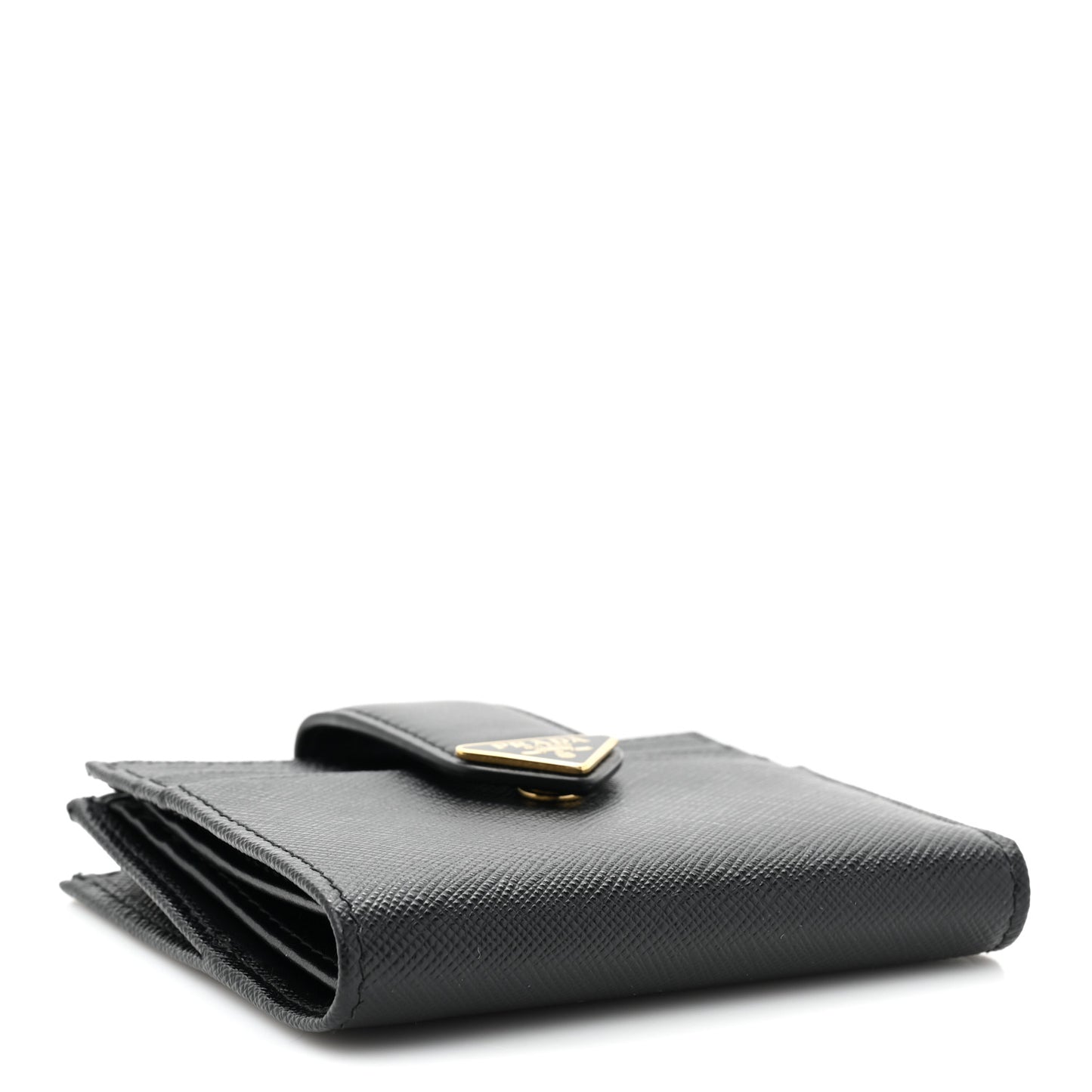 Saffiano Tab Small Triangle Compact Wallet Black