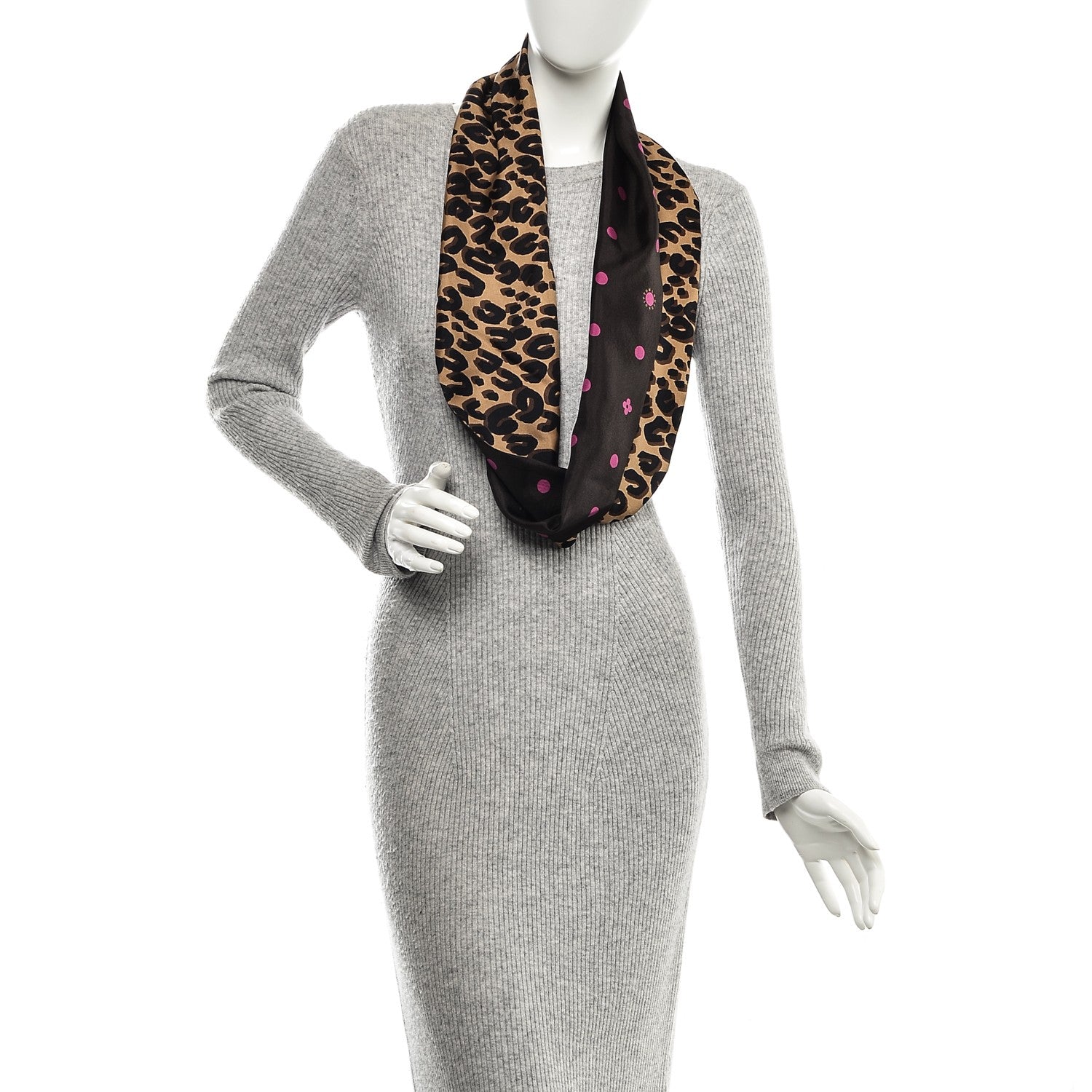 Louis Vuitton Silk Leopard Snood Scarf 2 of 7