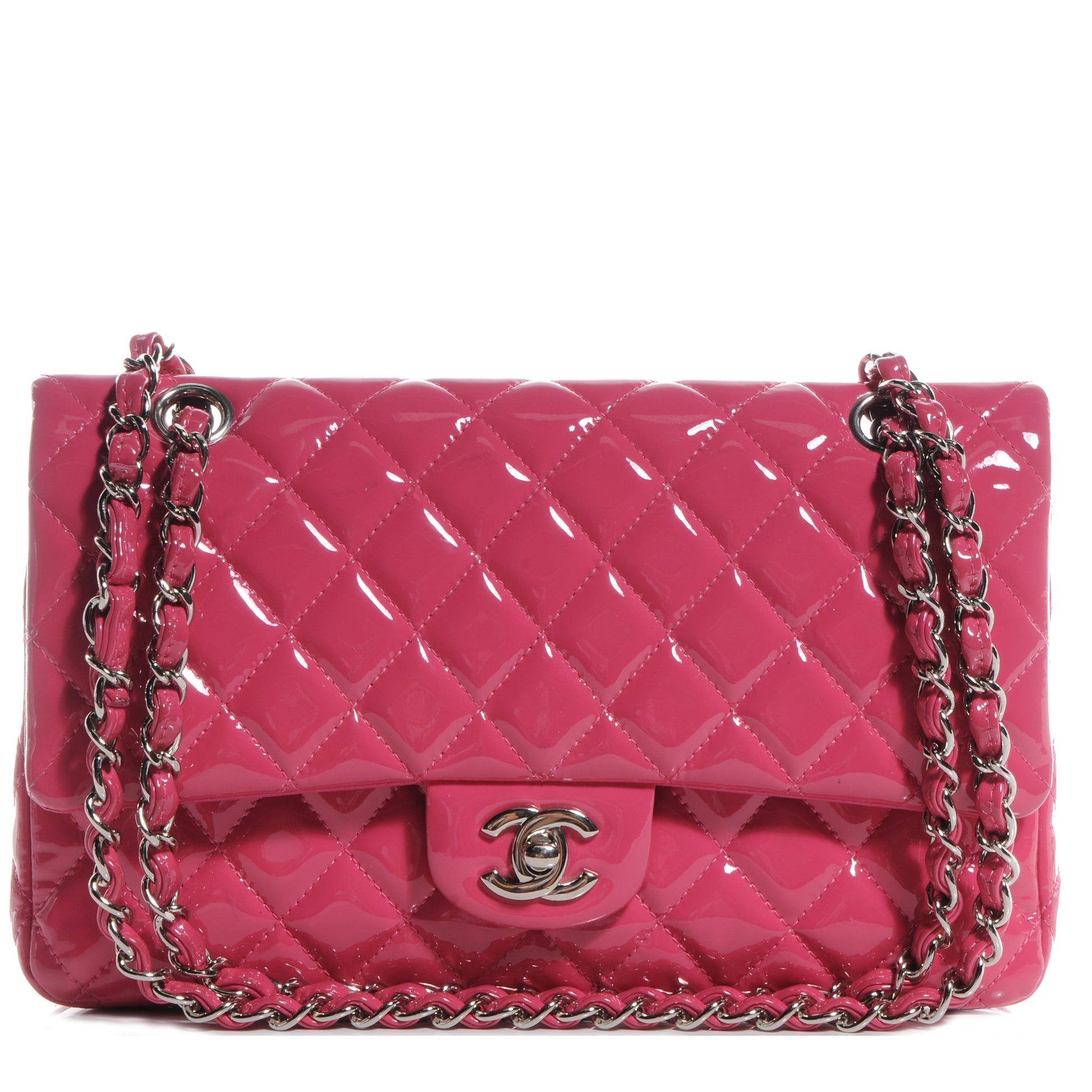 Chanel Patent Quilted Medium Double Flap Pink 1 of 10