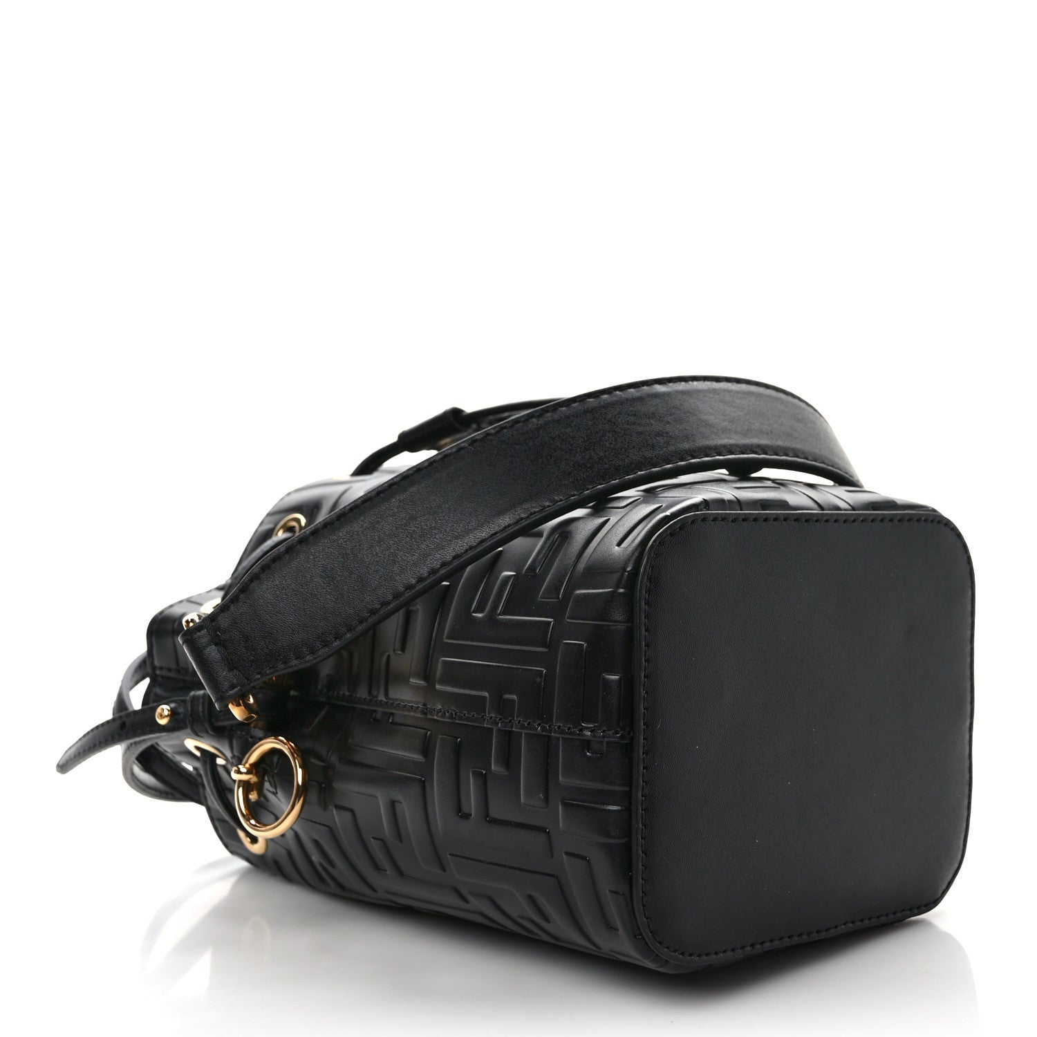 Fendi Vitello Liberty F is Fendi FF 1974 Embossed Mini Mon Tresor Bucket Bag Black 4 of 9