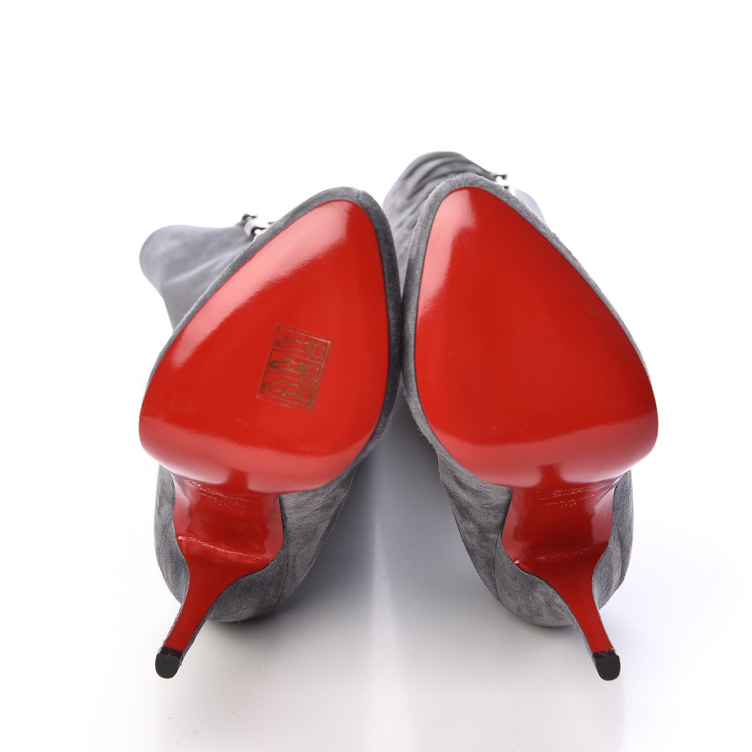 Christian Louboutin Veau Velours Alta Fifre 120 Tall Boots 38 Grey 5 of 7