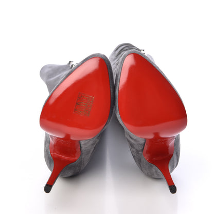 Christian Louboutin Veau Velours Alta Fifre 120 Tall Boots 38 Grey 5 of 7