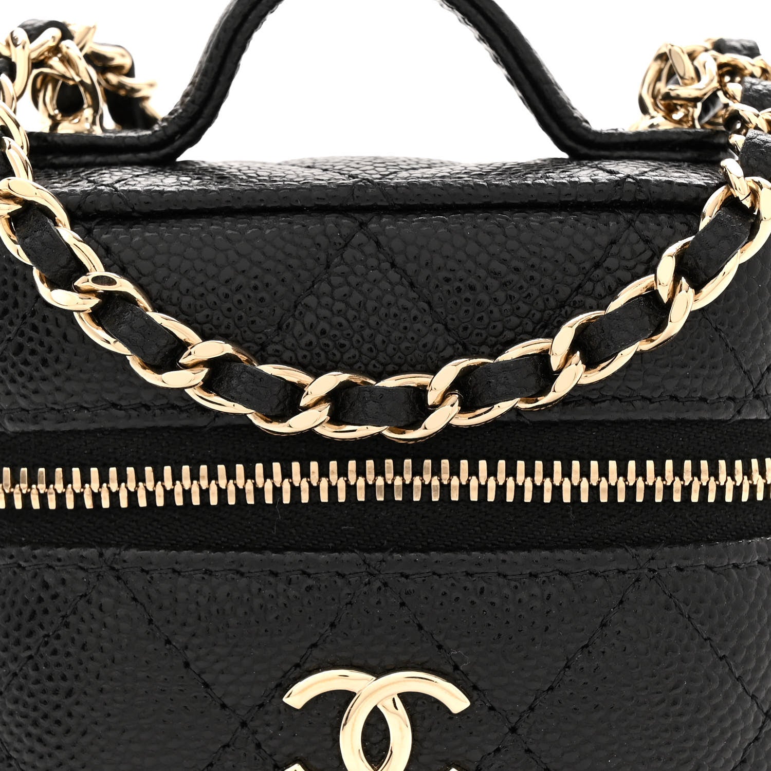 Chanel Caviar Quilted Small Handle With Care Vanity Case With Chain Black 8 of 10