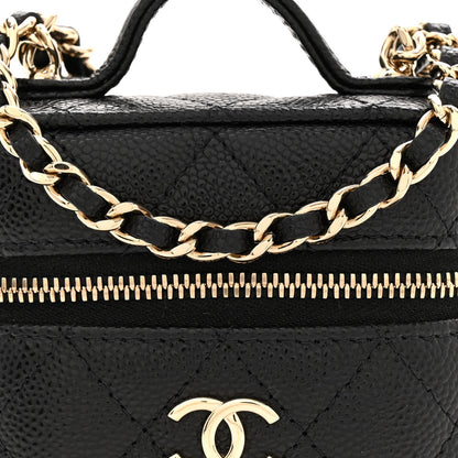Chanel Caviar Quilted Small Handle With Care Vanity Case With Chain Black 8 of 10