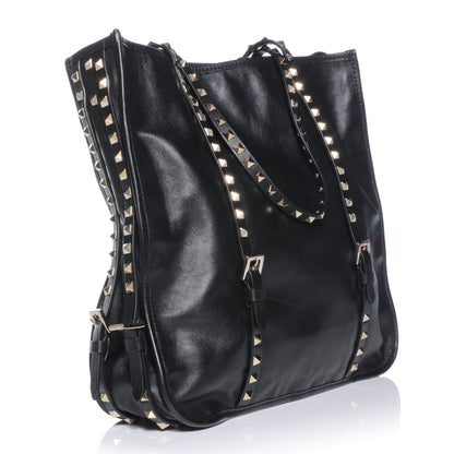 Valentino Garavani Vitello Rockstud Shopper Tote Black 3 of 8