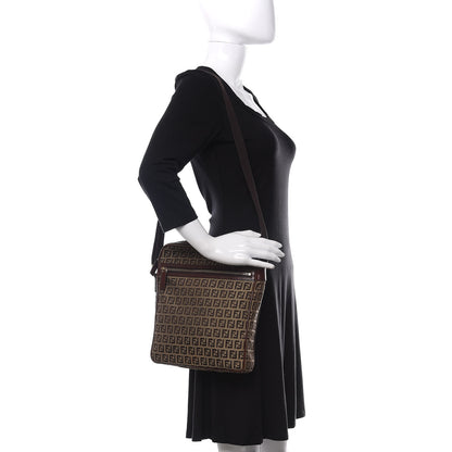Fendi Zucchino Vitello Crossbody Messenger Mogano Panna Bruciato 2 of 14
