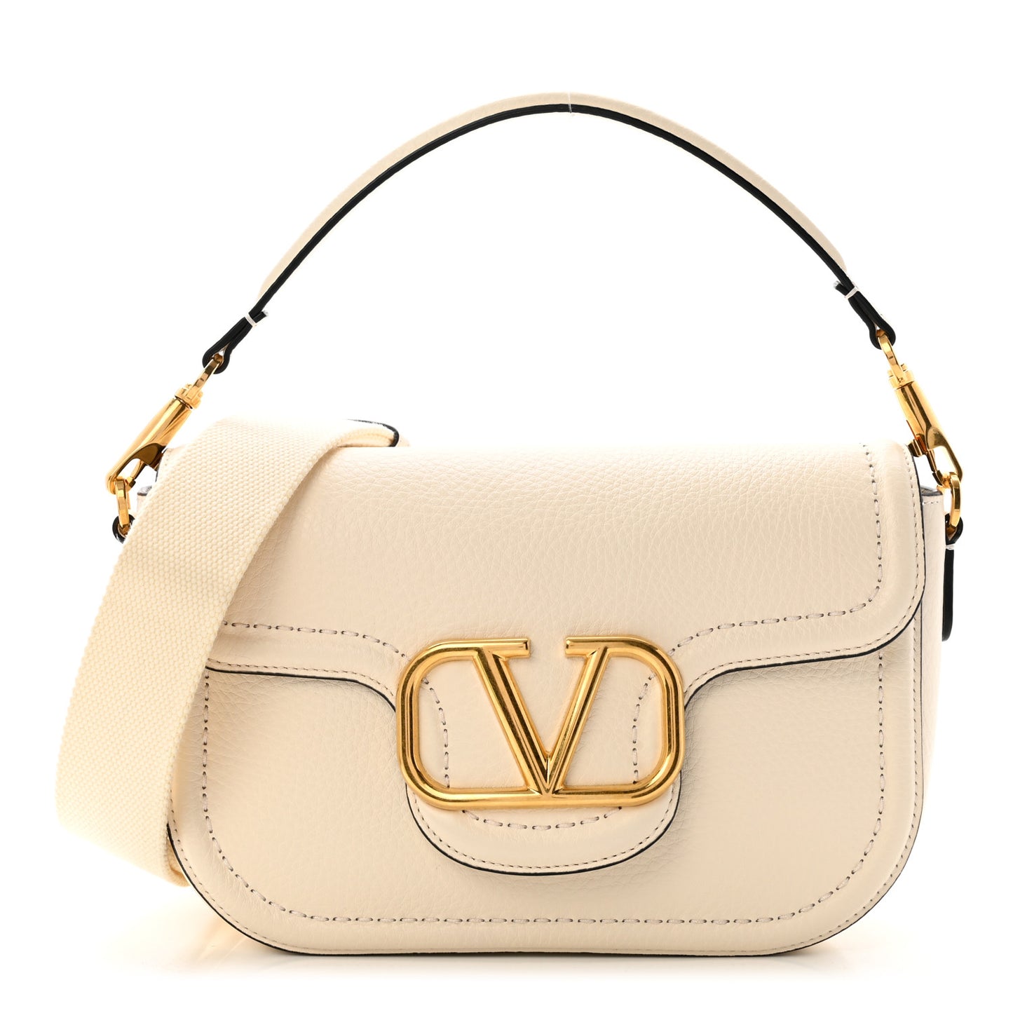Soft Grainy Calfskin Alltime Shoulder Bag White