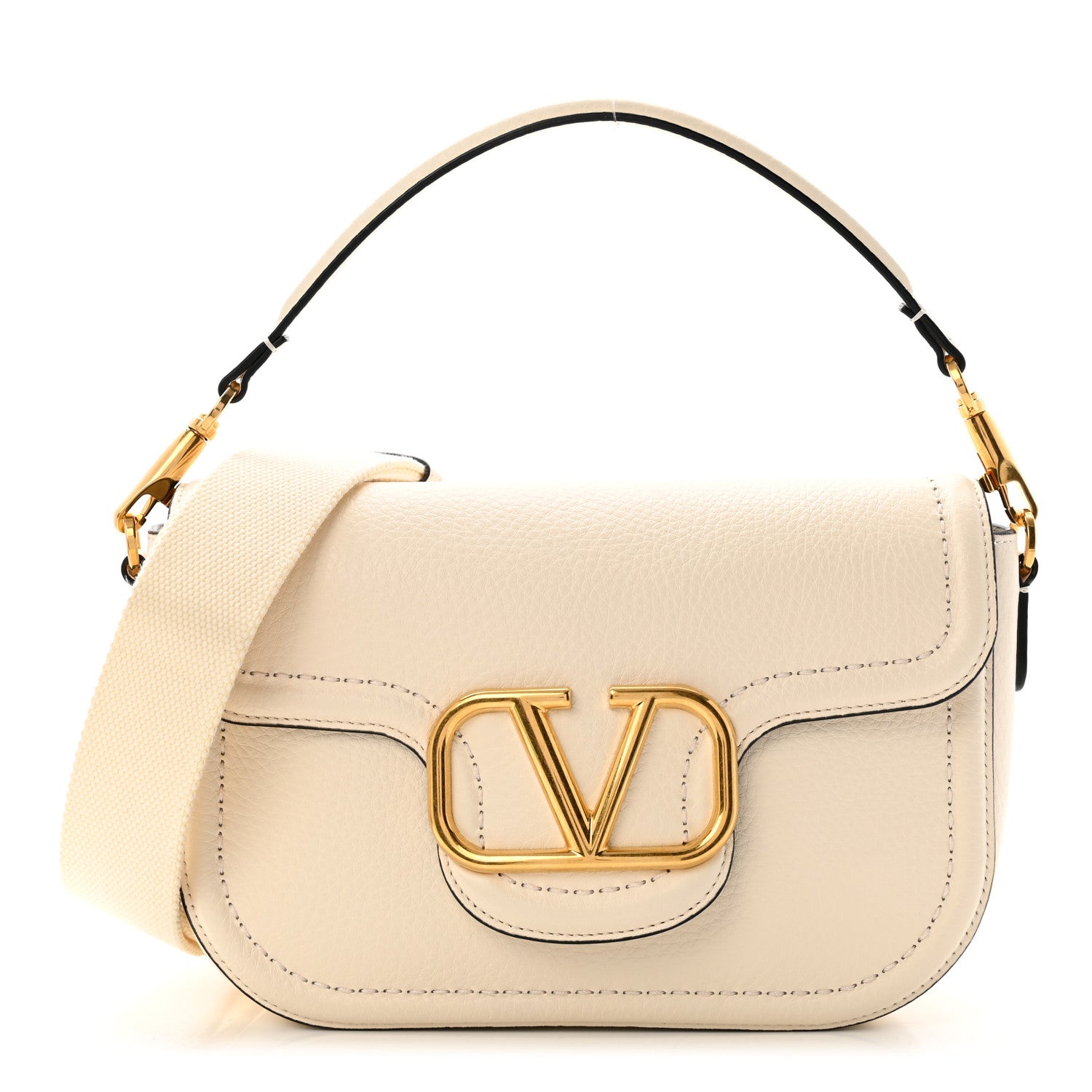 Valentino Garavani Soft Grainy Calfskin Alltime Shoulder Bag White 1 of 9