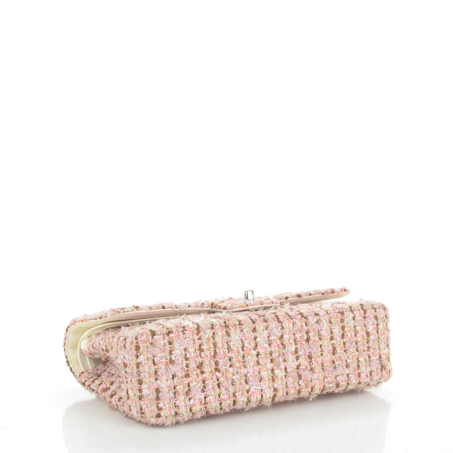 Tweed Quilted Medium Double Flap Pink Gold