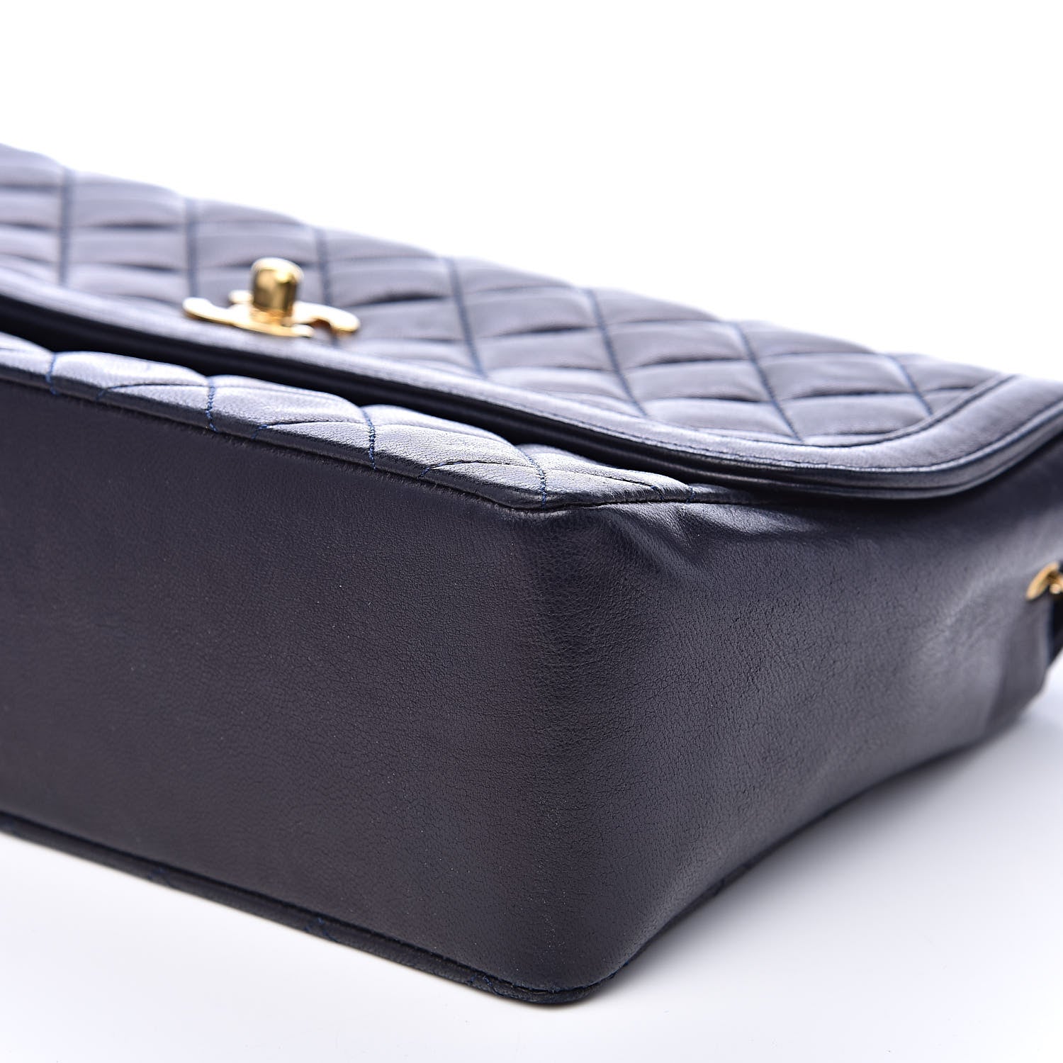Chanel Lambskin Quilted Medium Single Flap Navy Blue 12 of 16