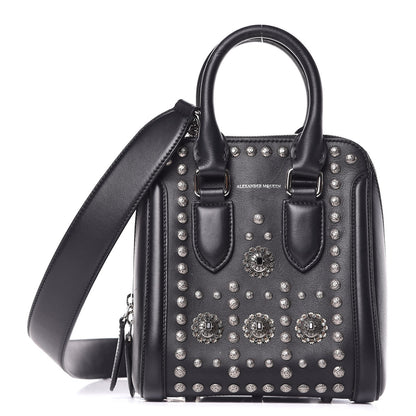 Alexander McQueen Calfskin Studded Crystal Embellished Mini Heroine Black 1 of 9