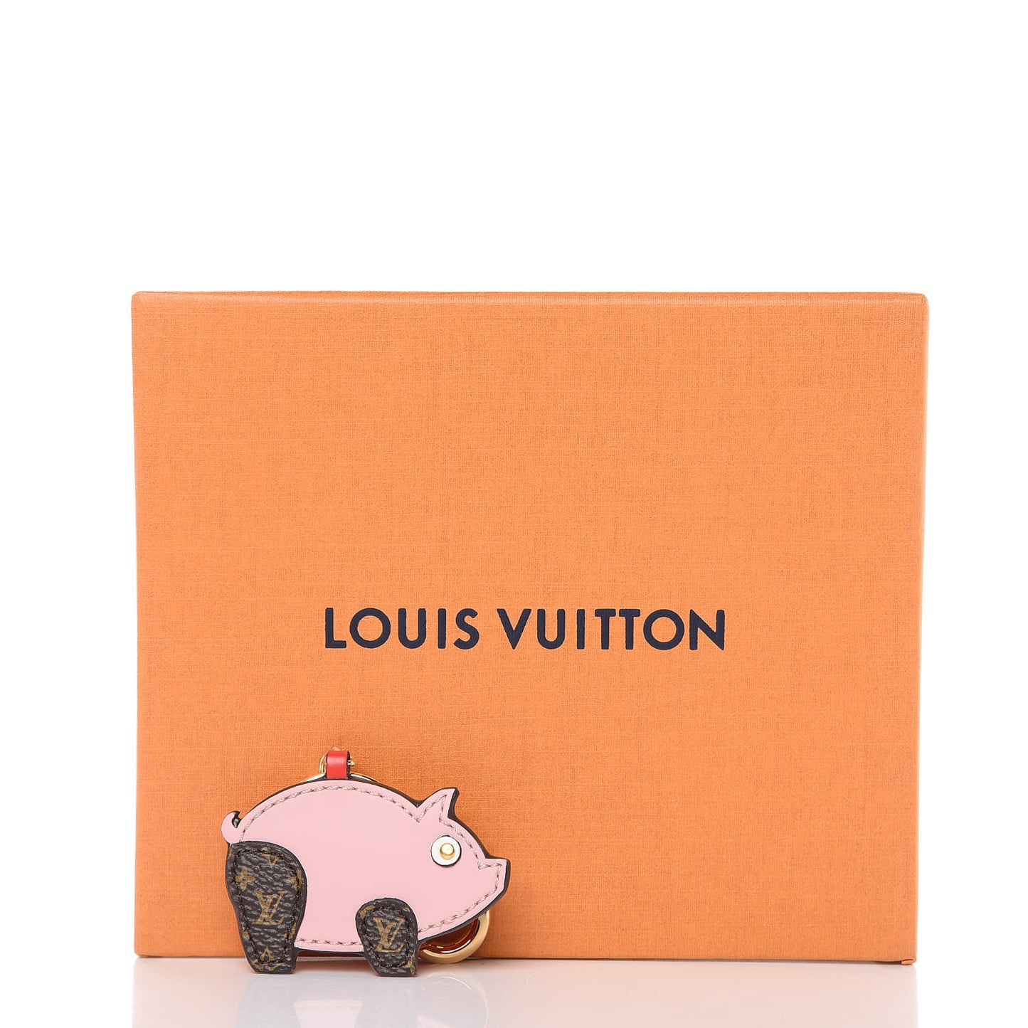Calfskin Superstition Pig Bag Charm Key Holder Rose