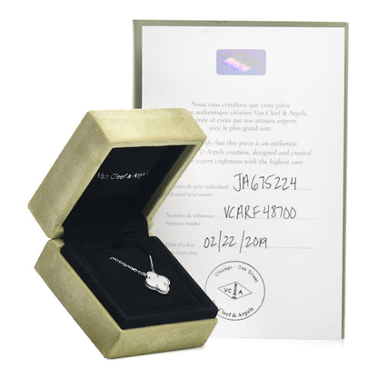 Van Cleef & Arpels 18K White Gold Mother of Pearl Vintage Alhambra Pendant Necklace 5 of 5
