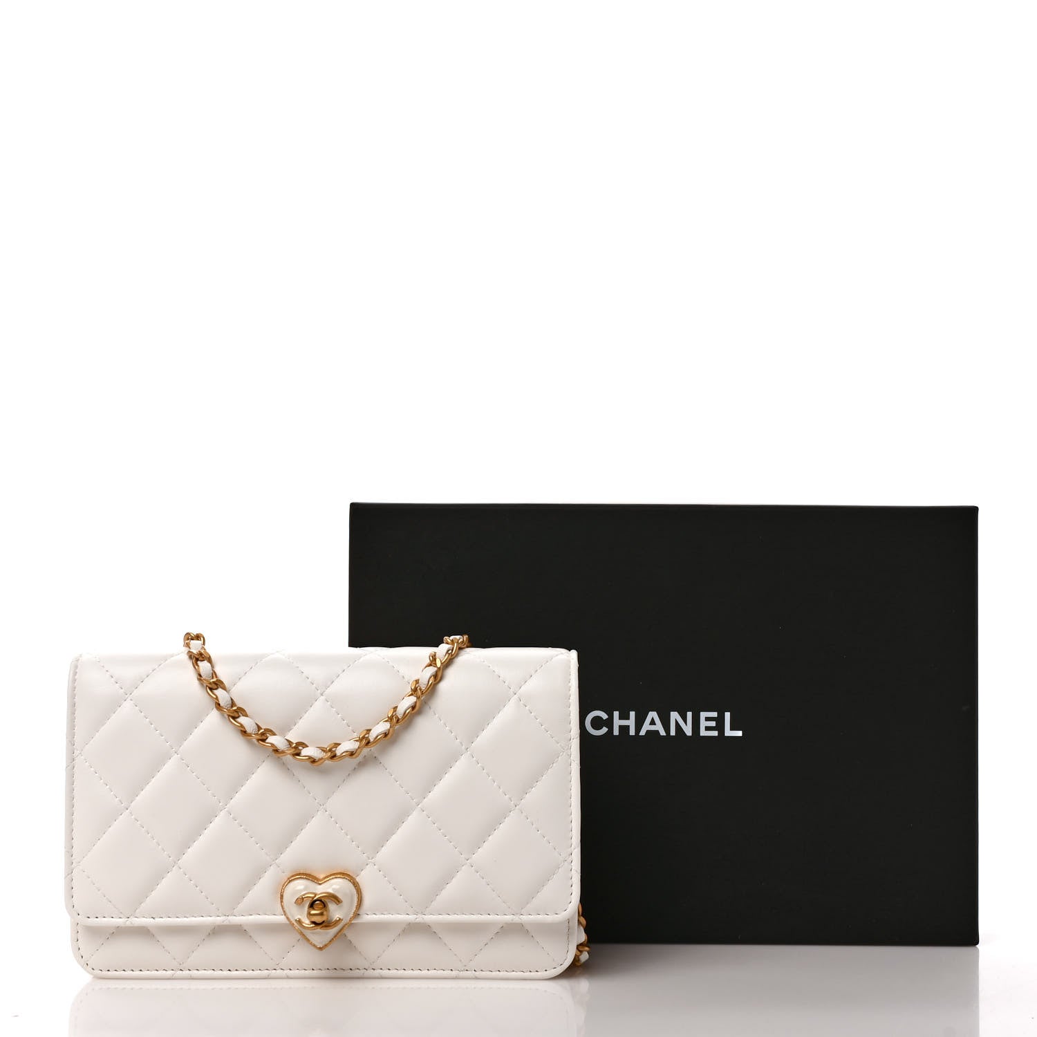 Chanel Lambskin Plexiglass Quilted Coco Love Wallet On Chain WOC White 11 of 11