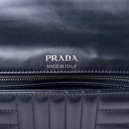 Prada Soft Calfskin Impunture Diagramme Medium Chain Flap Shoulder Bag Black 6 of 9