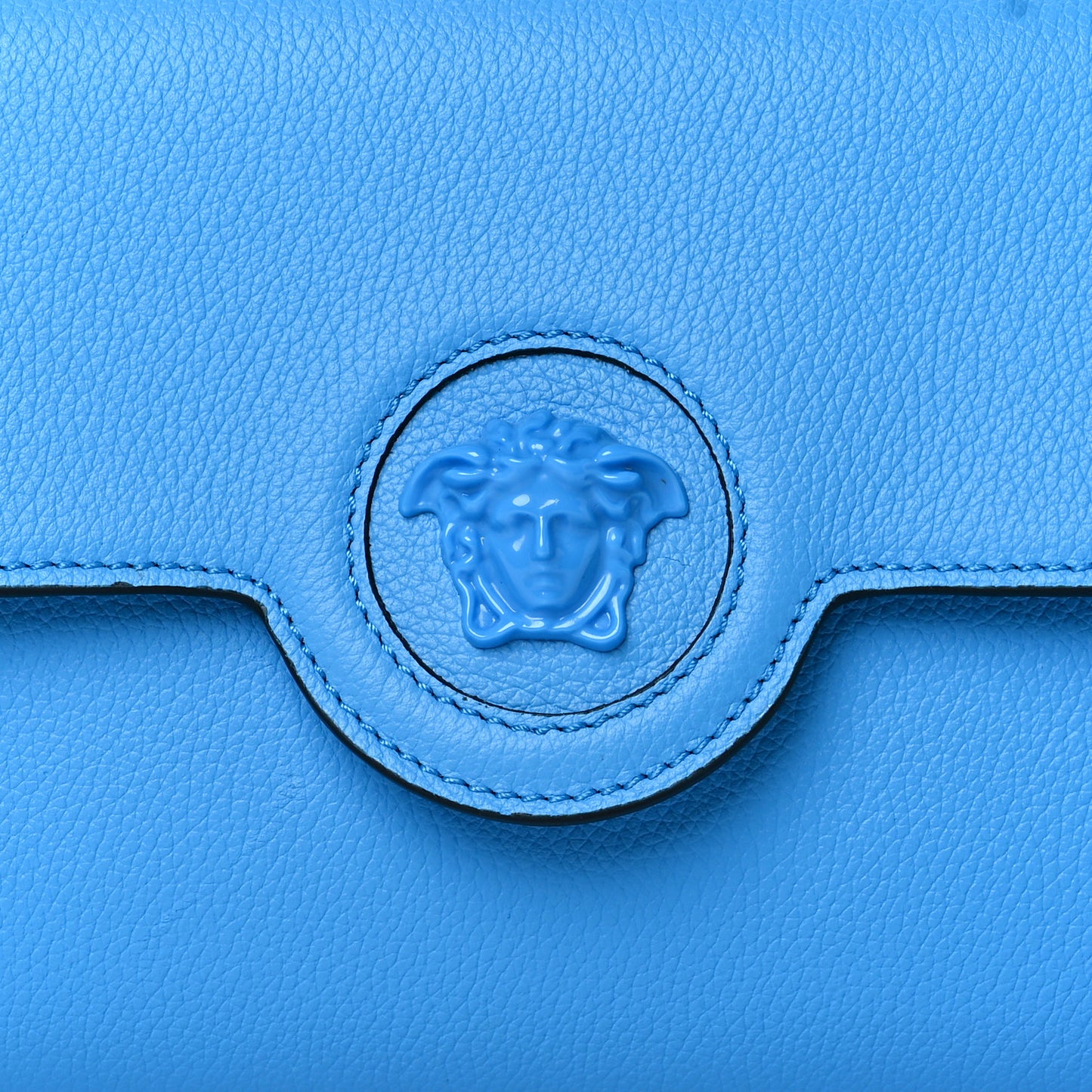 Grained Calfskin La Medusa Crossbody Bag DV Blue