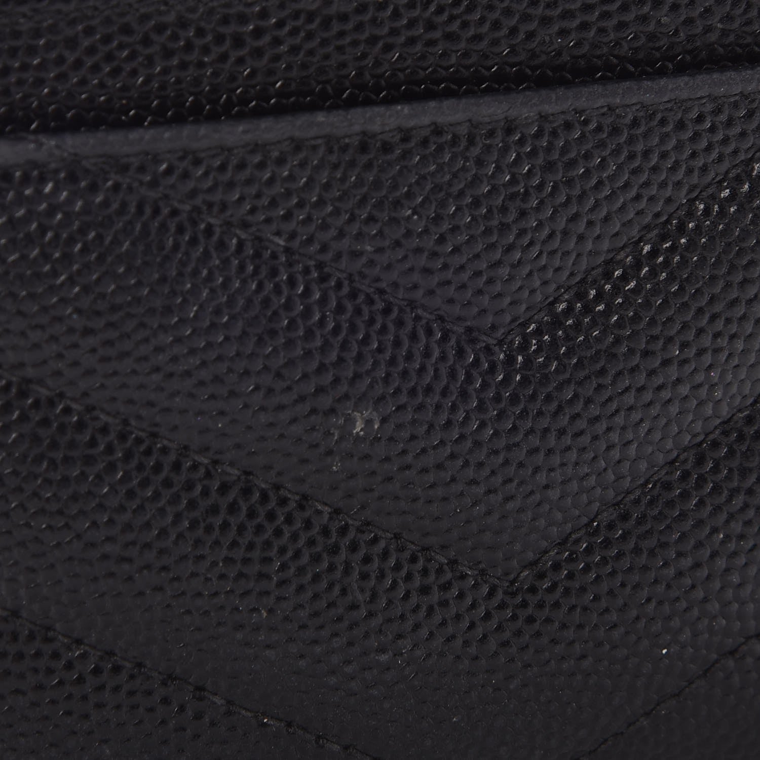 Saint Laurent Grain De Poudre Matelasse Chevron Monogram Credit Card Case Black 7 of 12