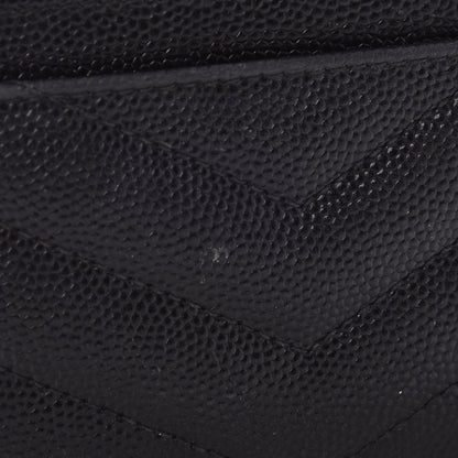 Saint Laurent Grain De Poudre Matelasse Chevron Monogram Credit Card Case Black 7 of 12