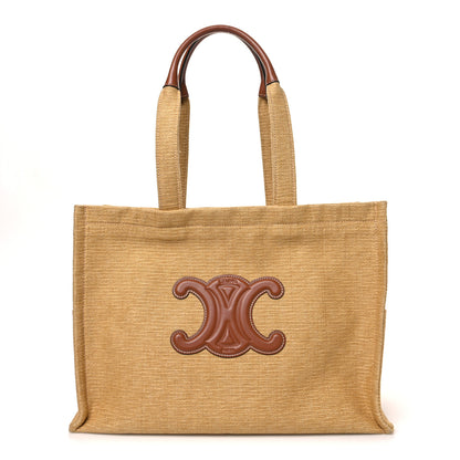 Celine Canvas Calfskin Triomphe Large Cabas Thais Natural Tan 1 of 10