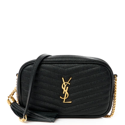 Saint Laurent Grain De Poudre Matelasse Monogram Mini Lou Camera Bag Black 1 of 12