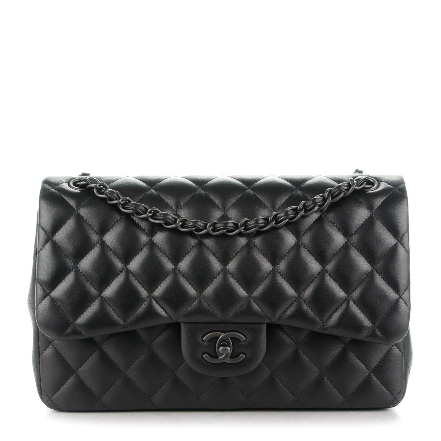 Chanel Lambskin Quilted Jumbo Double Flap So Black 1 of 8