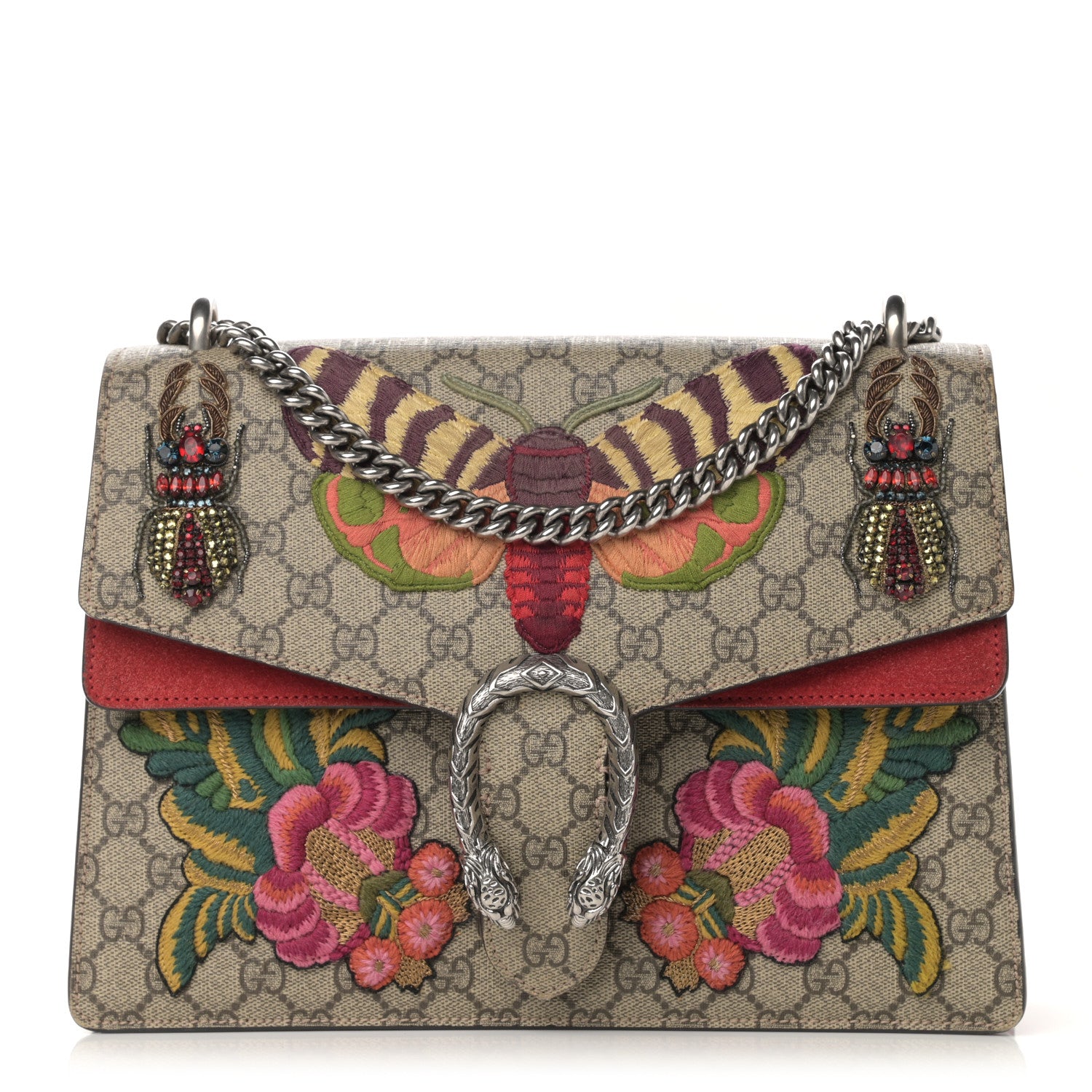 Gucci GG Supreme Monogram Embroidered Medium Dionysus Shoulder Bag Beige Hibiscus 1 of 21