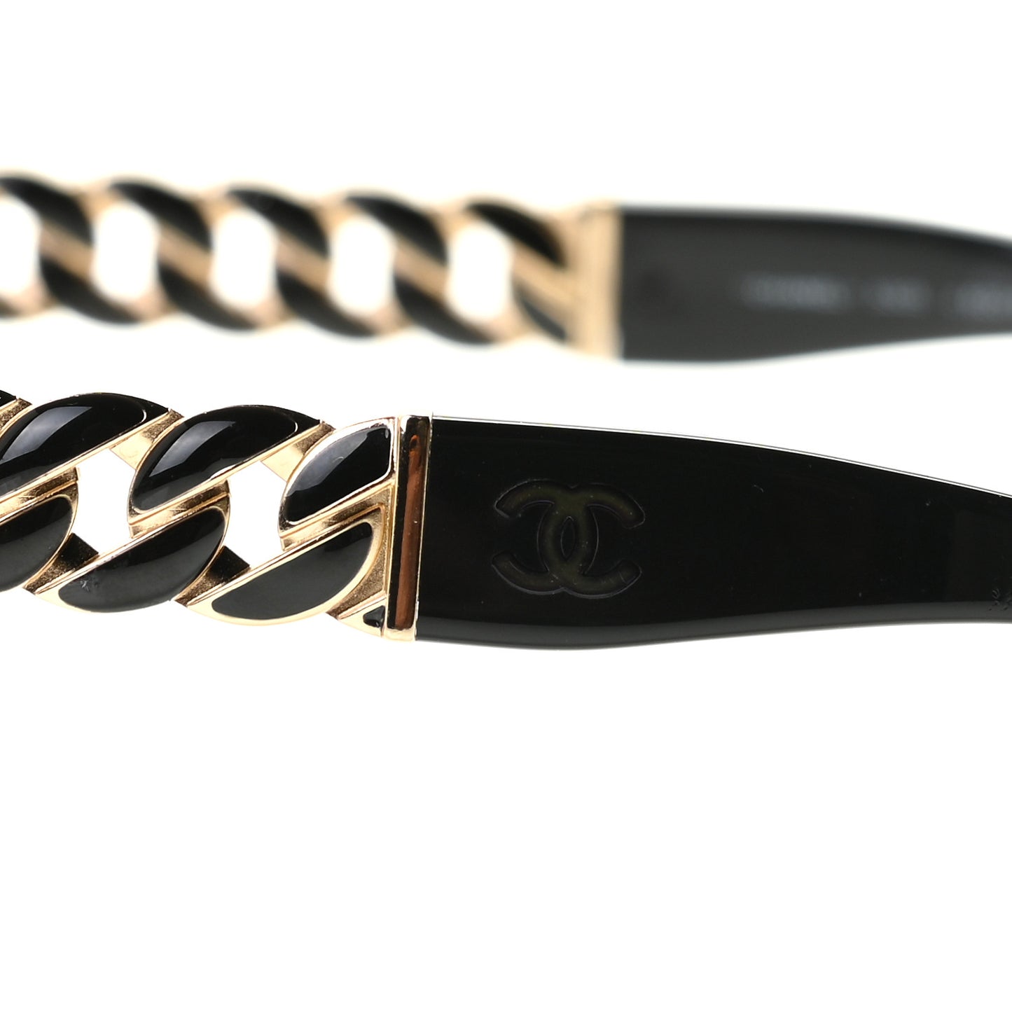 Acetate Metal Chain Square Sunglasses 5305 Black