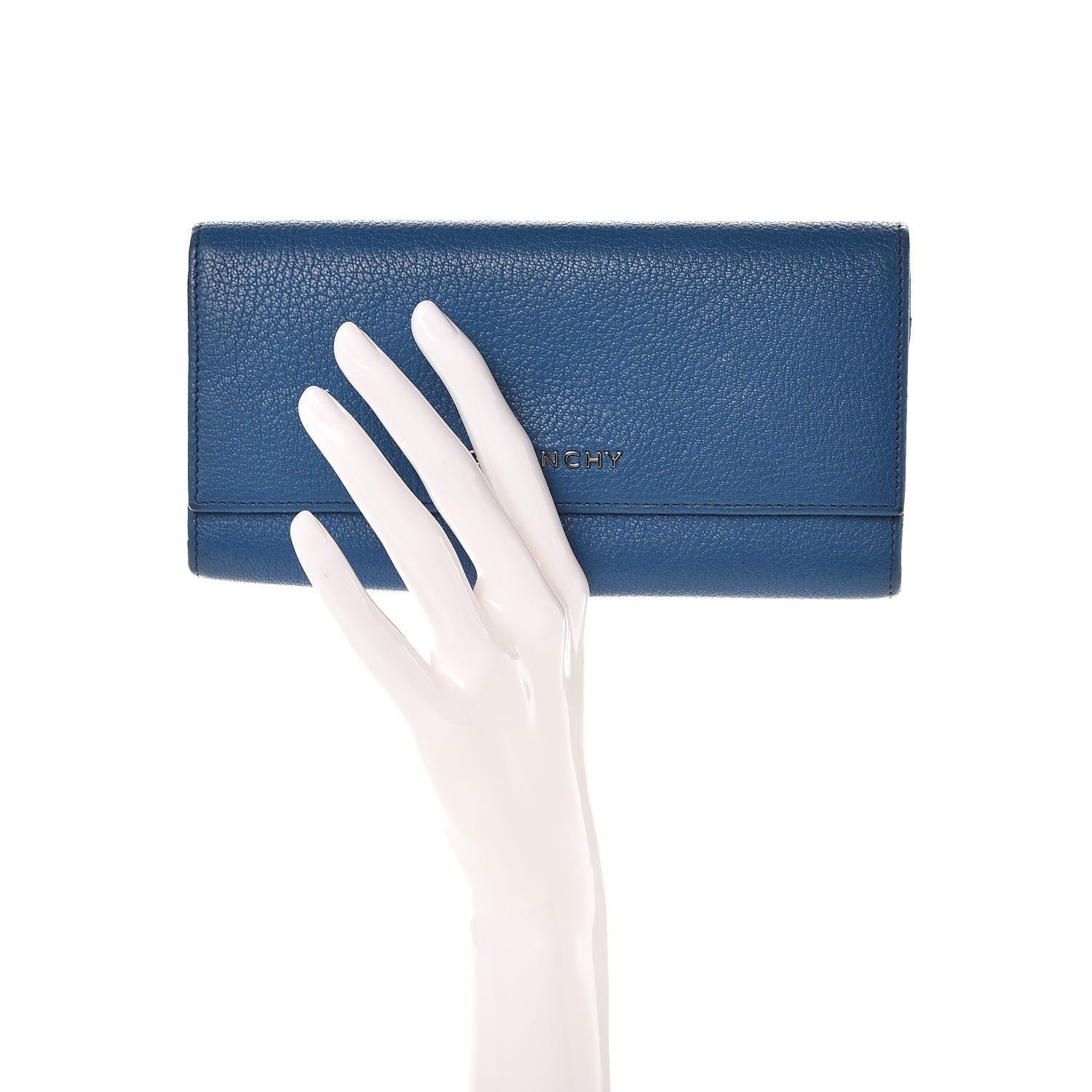 Givenchy Goatskin Pandora Flap Continental Wallet Medium Blue 2 of 13
