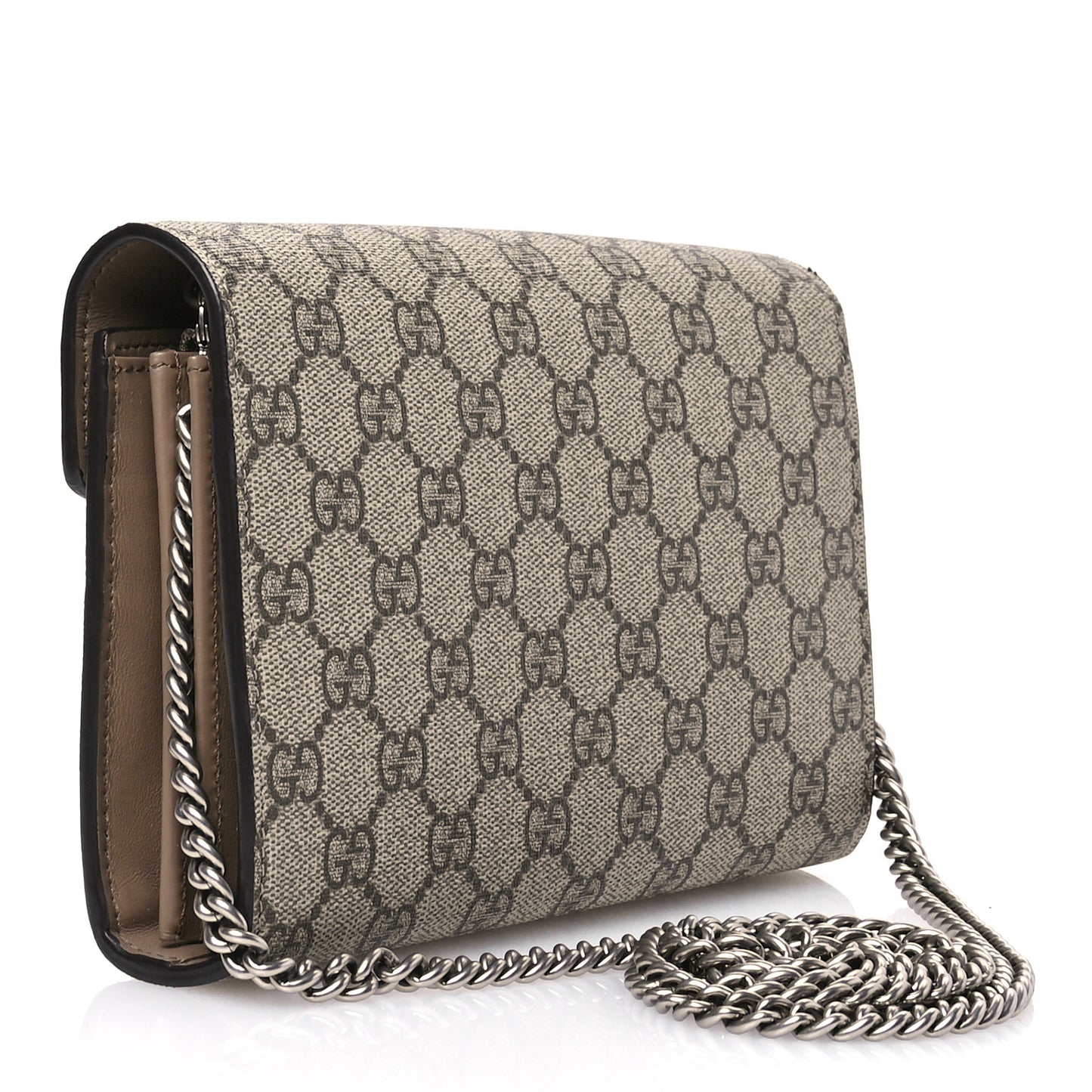 GG Supreme Monogram Mini Dionysus Chain Wallet Beige Taupe