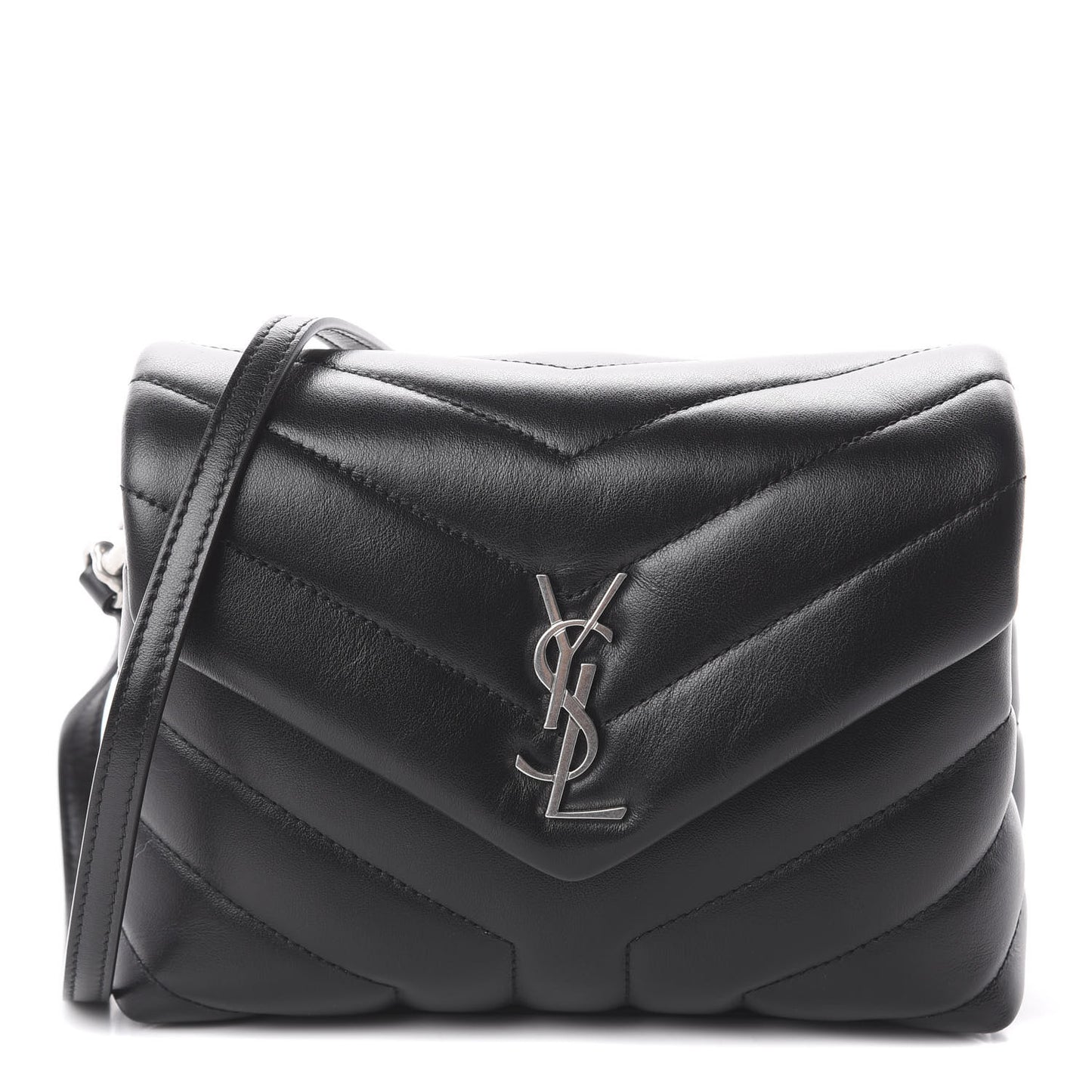 Calfskin Y Quilted Monogram Toy Loulou Crossbody Bag Black