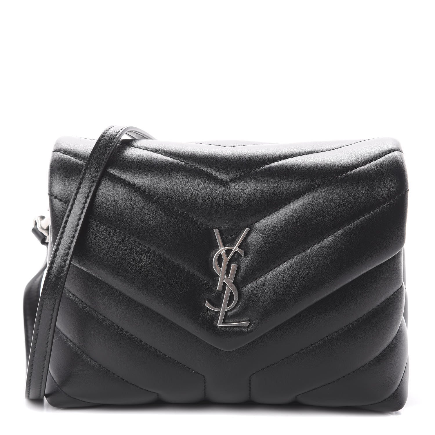 Saint Laurent Calfskin Y Quilted Monogram Toy Loulou Crossbody Bag Black 1 of 8