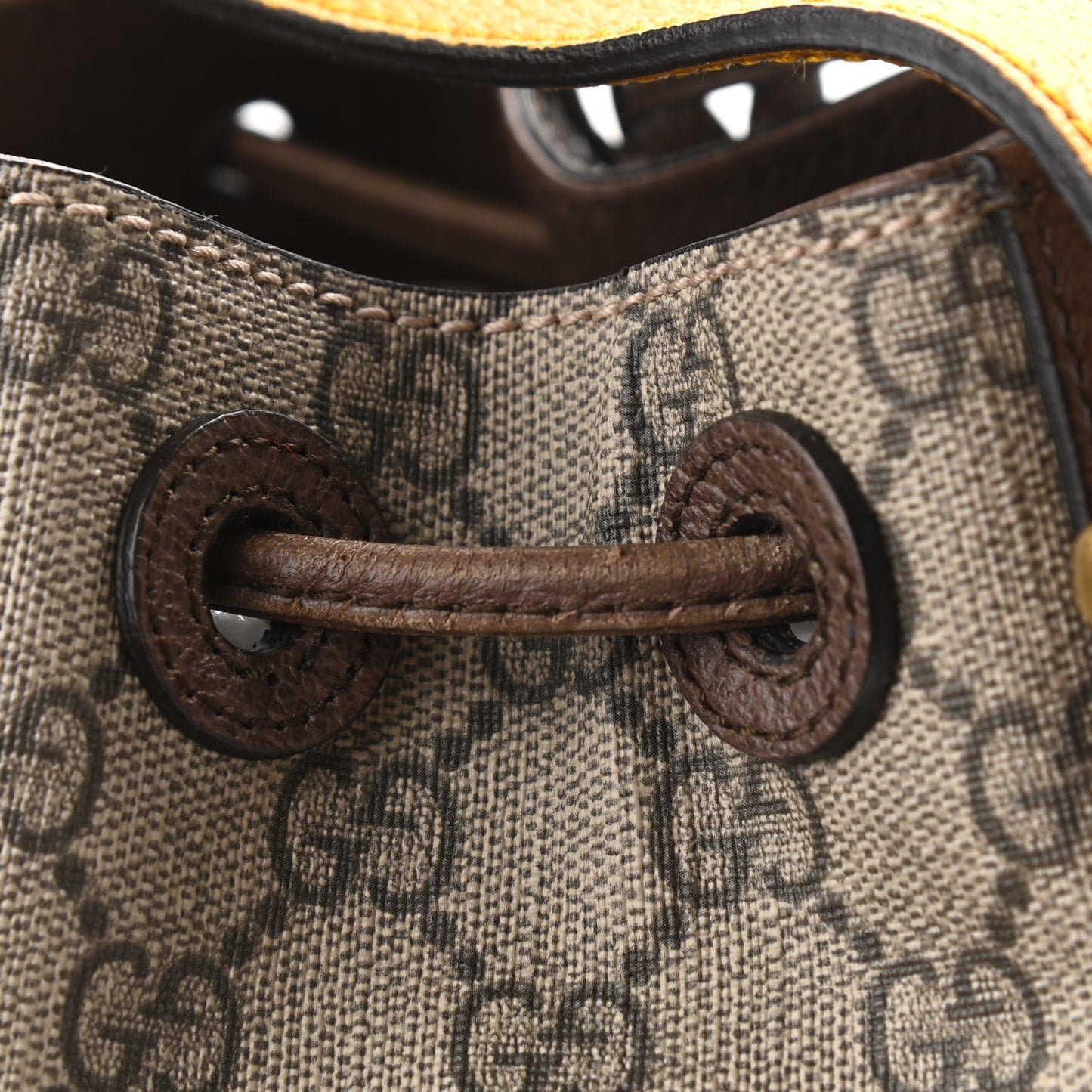 GG Supreme Monogram Neo Vintage Drawstring Bucket Backpack Beige New Acero Crop