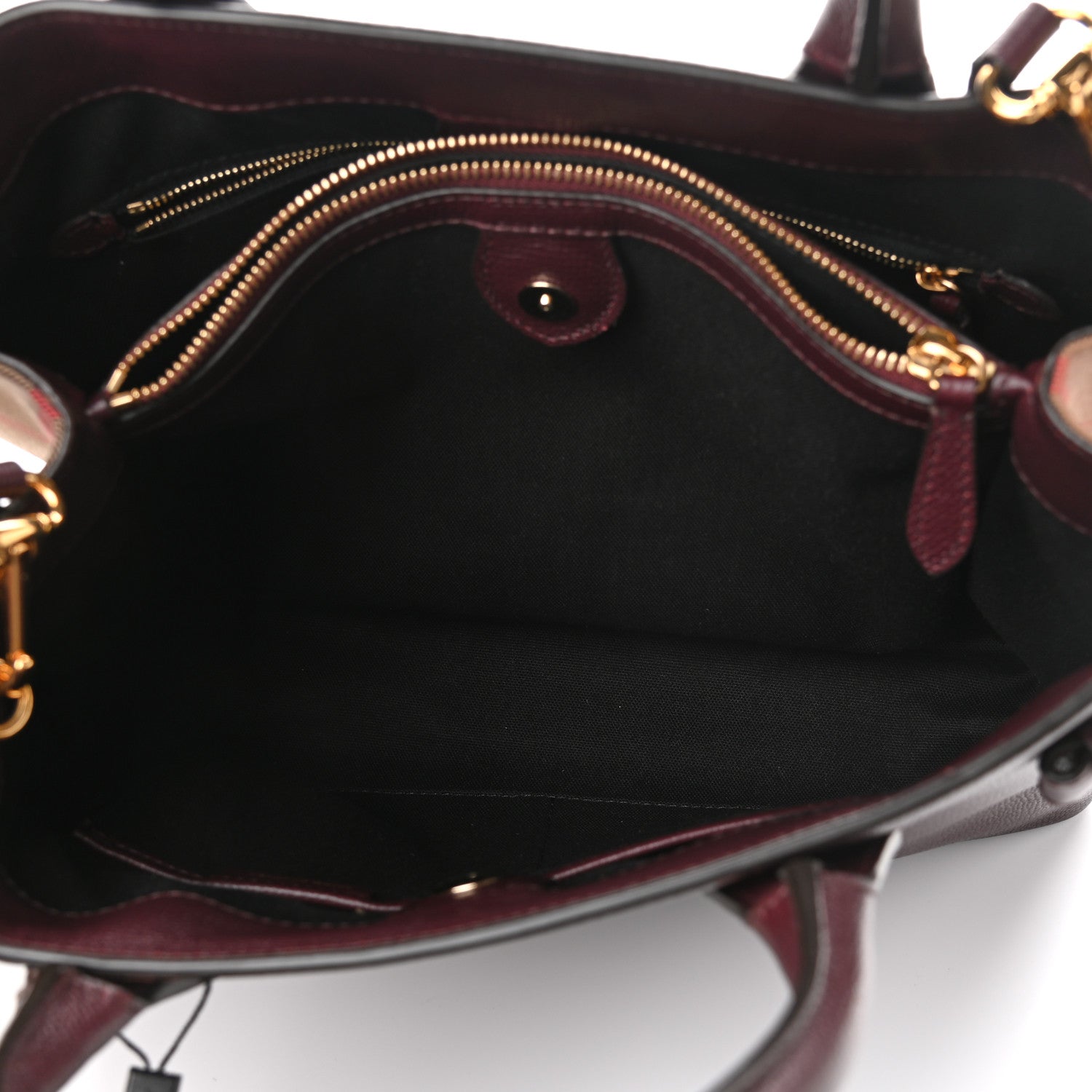 Burberry Grainy Calfskin House Check Medium Banner Tote Mahogany Red 6 of 12