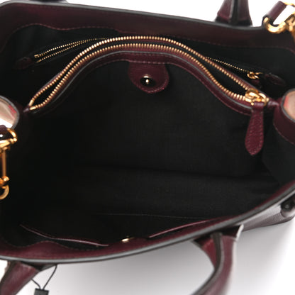 Burberry Grainy Calfskin House Check Medium Banner Tote Mahogany Red 6 of 12