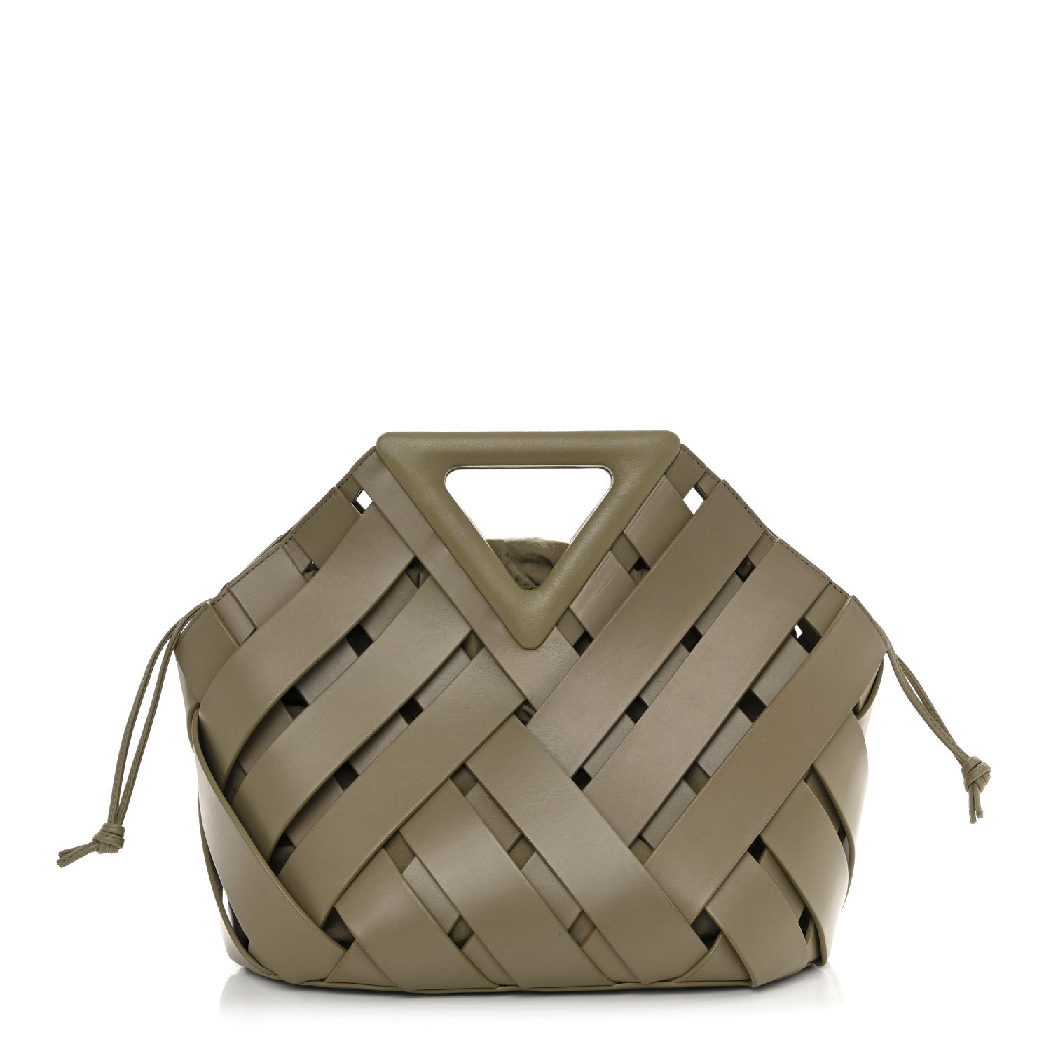 Bottega Veneta Calfskin The Point Weave Triangle Bag Taupe Grey 1 of 13