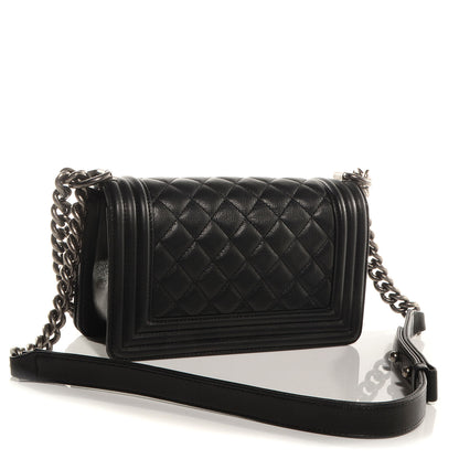 Chanel Metallic Calfskin Quilted Small Boy Flap Black 4 of 9