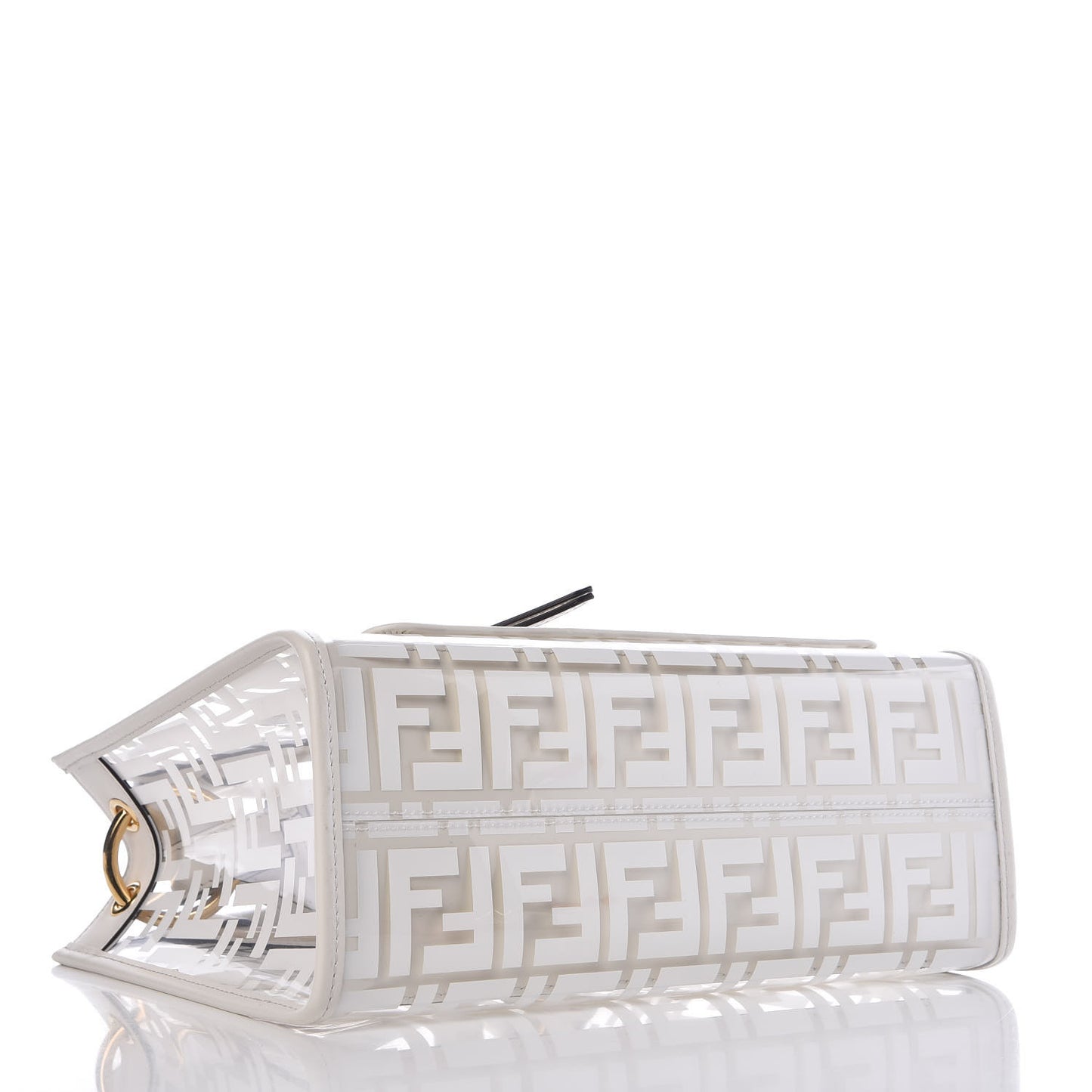 TPU FF Vitello Century Plexiglass Small Runaway Shopper Tote White