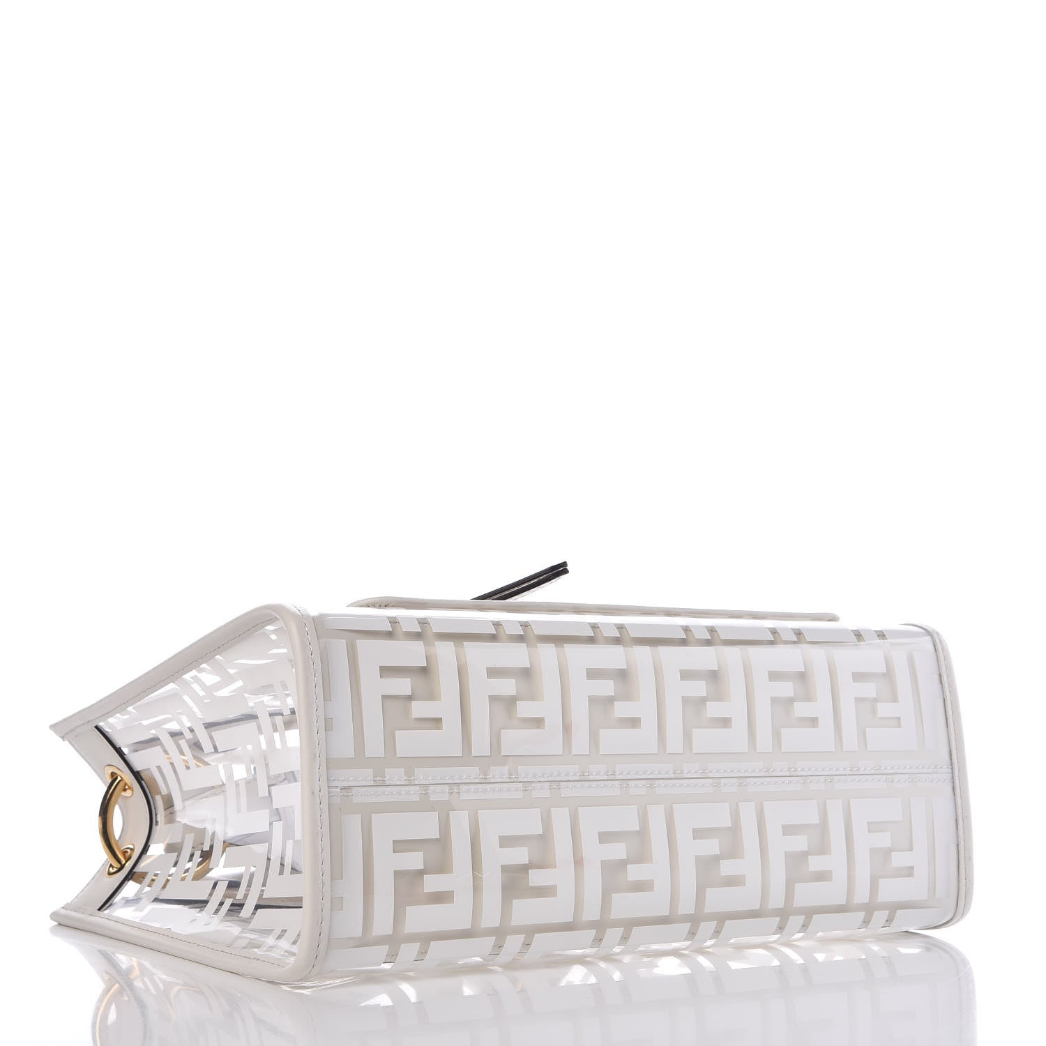 Fendi TPU FF Vitello Century Plexiglass Small Runaway Shopper Tote White 4 of 7