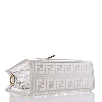 Fendi TPU FF Vitello Century Plexiglass Small Runaway Shopper Tote White 4 of 7