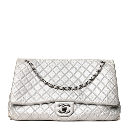 Chanel Metallic Calfskin Quilted XXL Travel Flap Bag Silver 1 of 10