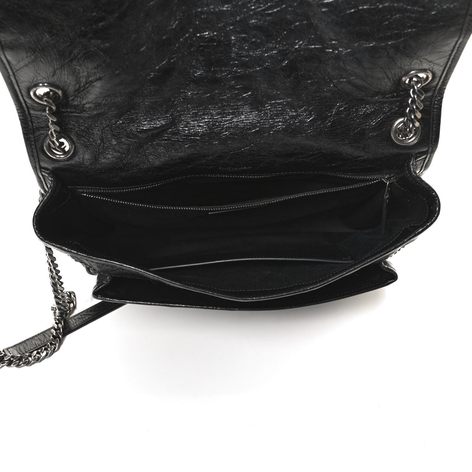 Saint Laurent Crinkled Calfskin Matelasse Monogram Large Niki Chain Satchel Black 4 of 9